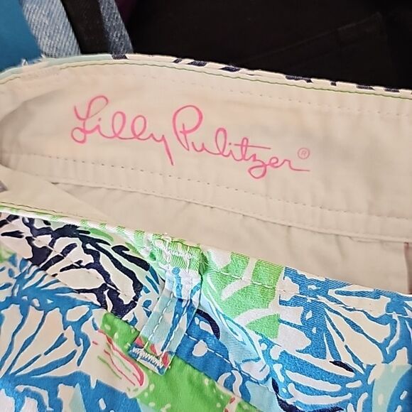 Lilly Pulitzer 00 the Walsh shorts Osterville patchwork print Blue green - Picture 9 of 10